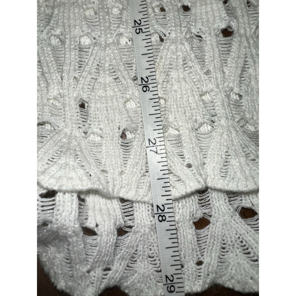 Melia XL Crochet Knit Sweater White Boho Beachy Open Knit Cotton Blend - Picture 10 of 10